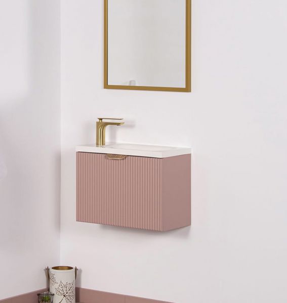 Gäste WC Möbel FAROS ART Breite 50 cm seidenmatt rosé Unterschrank