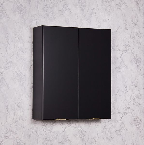 Quentis Badezimmer Hängeschrank Viktor, Breite 60 cm, 2 Türen, schwarz matt  | Quentis Badmöbelshop
