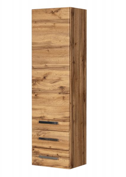 Badschrank, Hochschrank, 1 Türe, 2 Schubladen, Eiche Natur