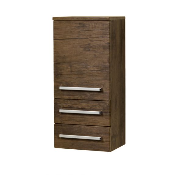 Badschrank MIDI, 2 Schubladen, 1 Türe, Holzdekor antik (HSM502S)